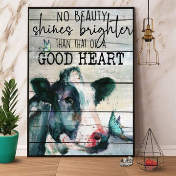 Farm Canvas, Farm Cow Butterfly No Beauty Shine Brighter Than Good Heart Canvas, Farm Wall Art, Farm Art Decor
