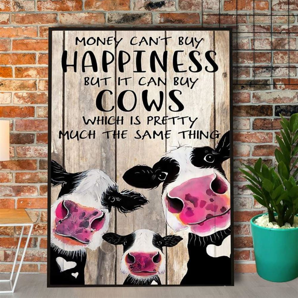 Farm Canvas, Farm Cow Money Can't Buy Happiness Canvas, Farm Wall Art, Farm Art Decor