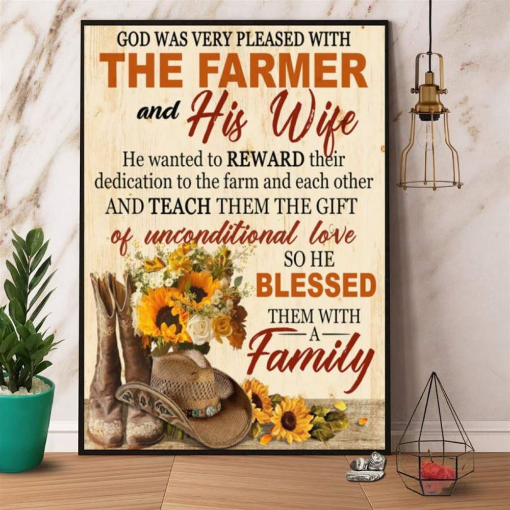 Farm Canvas, Farm God Was Very Pleased With The Farmer And His Wife Canvas, Farm Wall Art, Farm Art Decor
