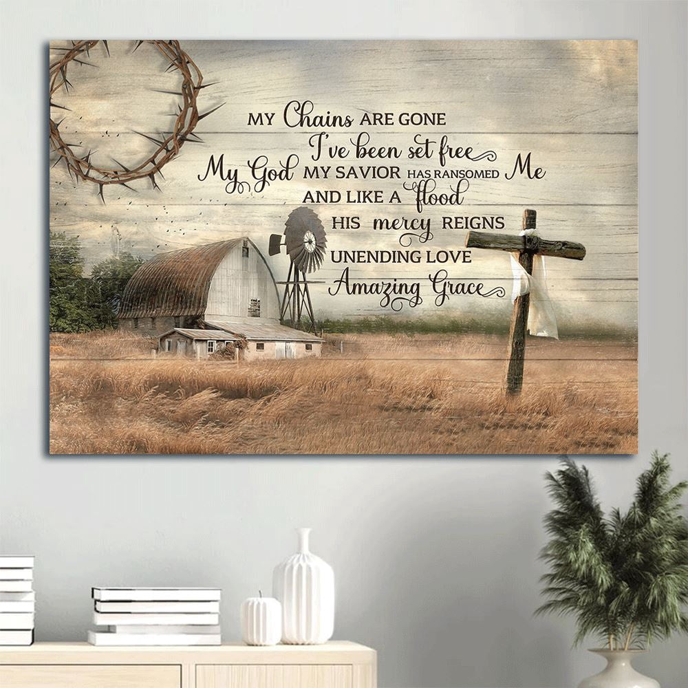 Farm Canvas, Farm House Painting, Meadow Landscape, Tranquil Farm, Wooden Cross Canvas, Farmhouse Canvas, Farm Gift, Farm Home Decor