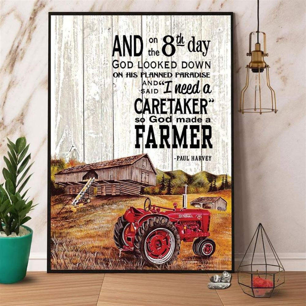 Farm Canvas, Farm So God Made A Farmer Red Tractor Matte Canvas, Farm Wall Art, Farm Art Decor