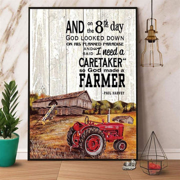 Farm Canvas, Farm So God Made A Farmer Red Tractor Matte Canvas, Farm Wall Art, Farm Art Decor