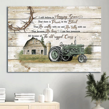 Farm Canvas, Farm, Tractor, Cross Canvas, Farmhouse Canvas, Farm Gift, Farm Home Decor