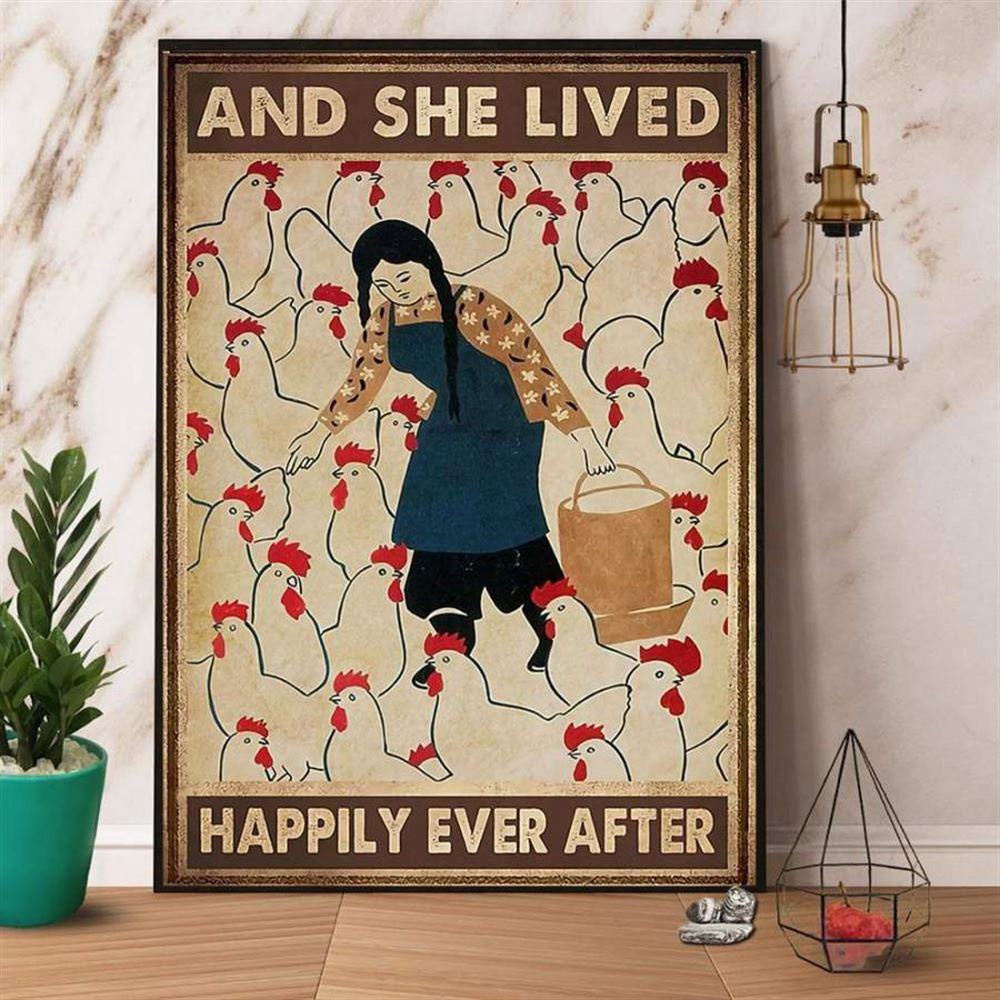 Farm Canvas, Farmer And She Lived Happily Ever After Canvas, Farm Wall Art, Farm Art Decor