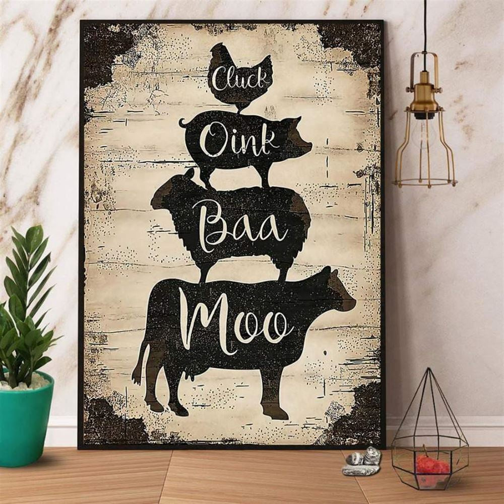 Farm Canvas, Farmer Cluck Oink Baa Moo Canvas, Farm Wall Art, Farm Art Decor