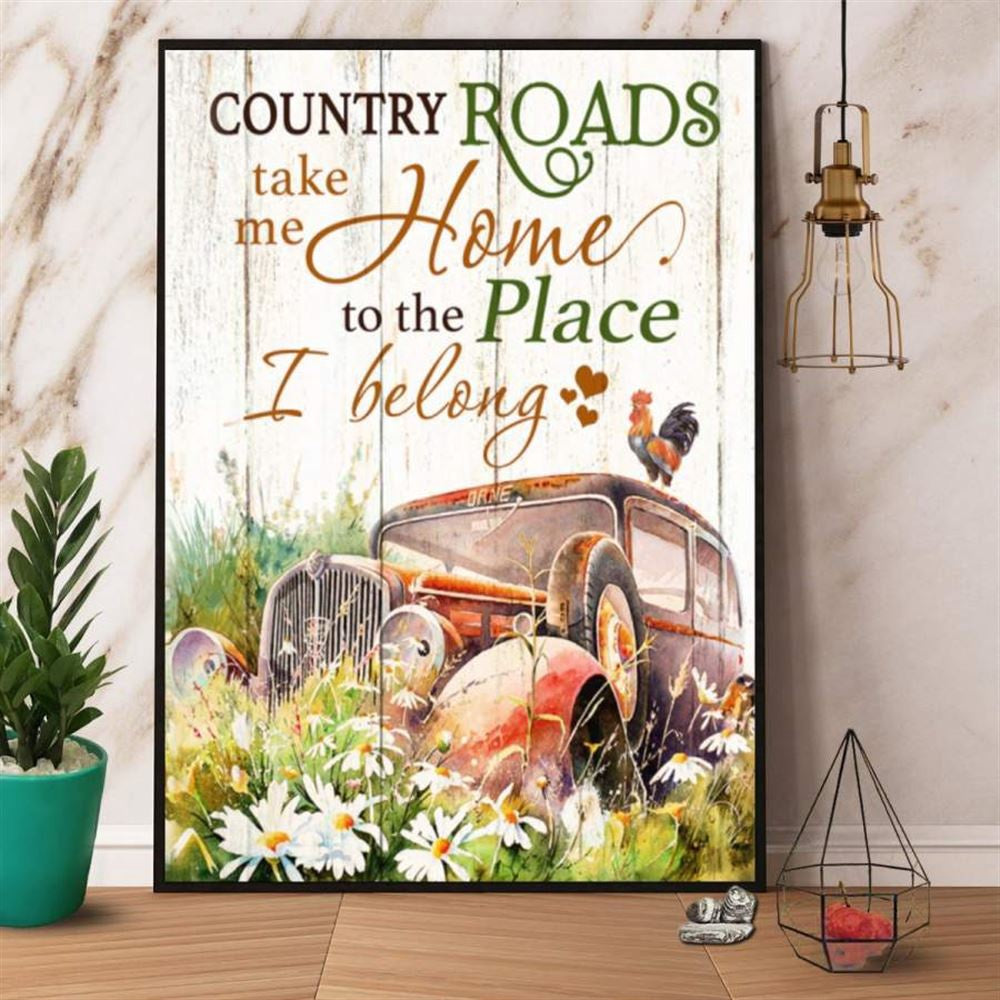 Farm Canvas, Farmer Country Roads Take Me Home To The Place I Belong Canvas, Farm Wall Art, Farm Art Decor