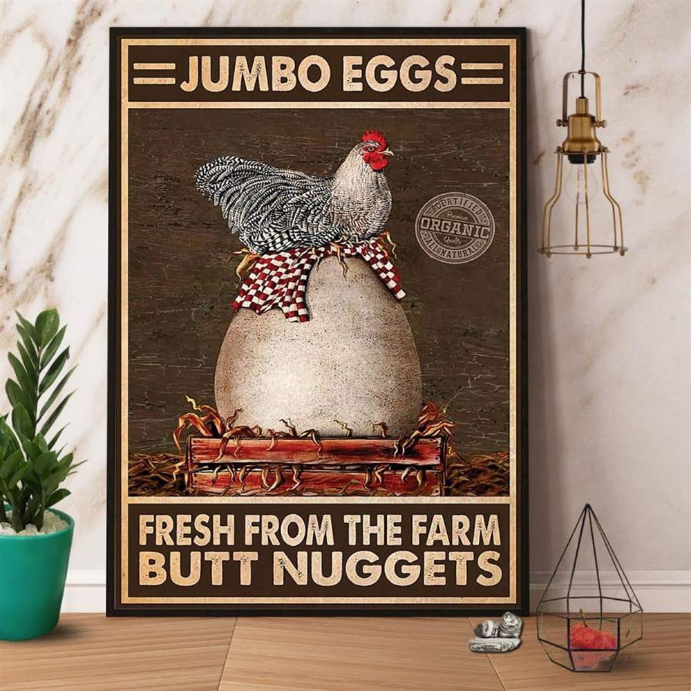 Farm Canvas, Farmer Jumbo Eggs Fresh From The Farm Chicken Canvas, Farm Wall Art, Farm Art Decor