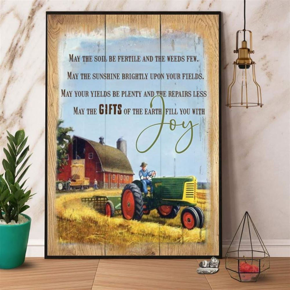 Farm Canvas, Farmer May The Gifts Of The Earth Fill You With Joy Canvas, Farm Wall Art, Farm Art Decor