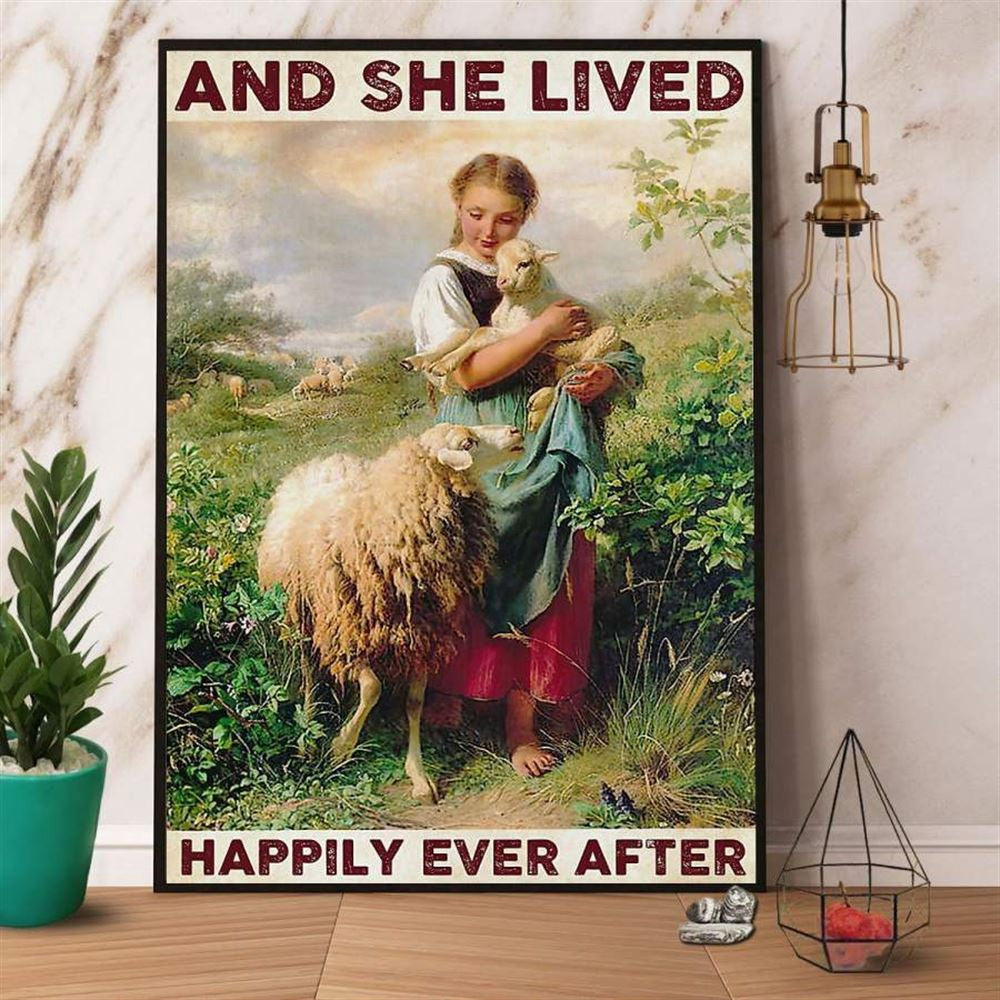 Farm Canvas, Farmer She Lived Happily Ever After Canvas, Farm Wall Art, Farm Art Decor