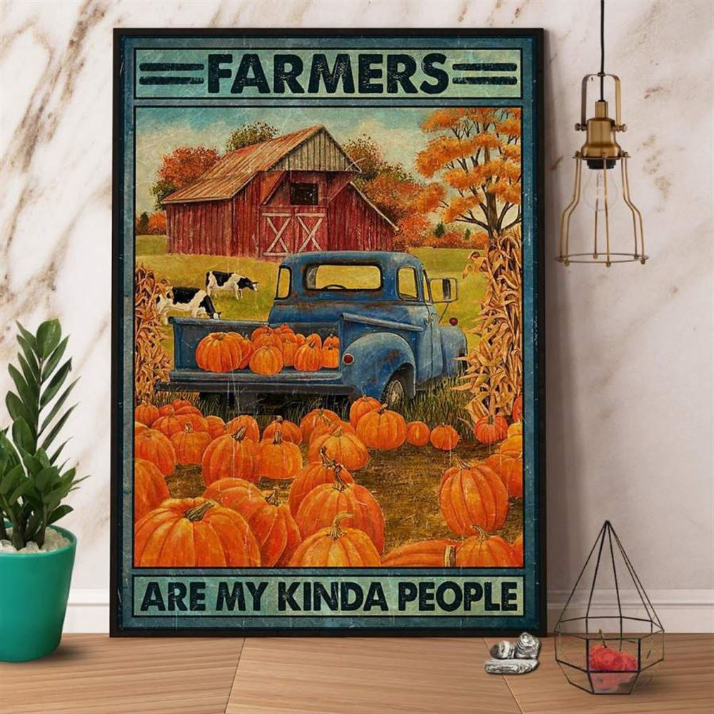 Farm Canvas, Farmers Are My Kinda People Pumpkin Old Truck Cows Canvas, Farm Wall Art, Farm Art Decor