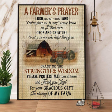 Farm Canvas, Farming A Farmer's Prayer Bless This Land Canvas, Farm Wall Art, Farm Art Decor