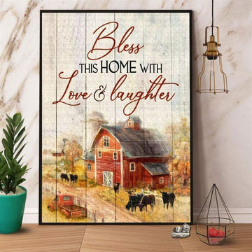 Farm Canvas, Farming Bless This Home With Love And Laughter Canvas, Farm Wall Art, Farm Art Decor