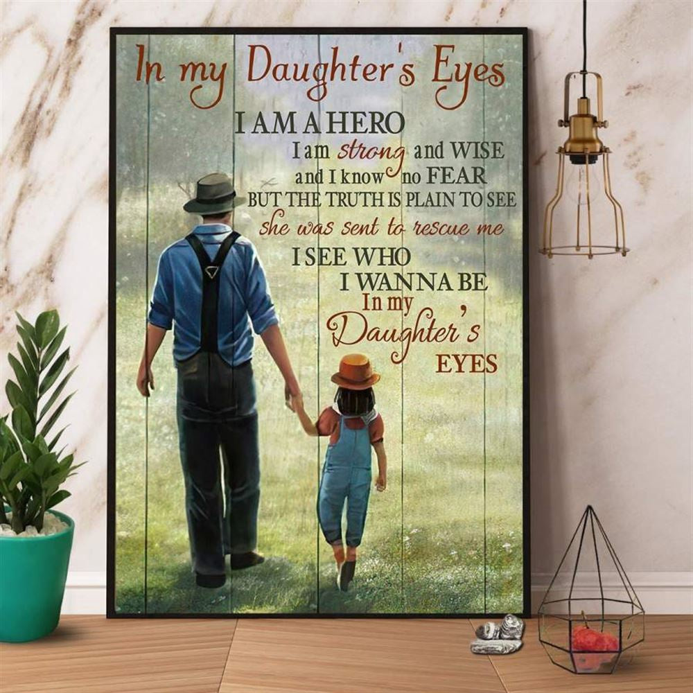 Farm Canvas, Farming In My Daughter's Eyes I'M A Hero Canvas, Farm Wall Art, Farm Art Decor