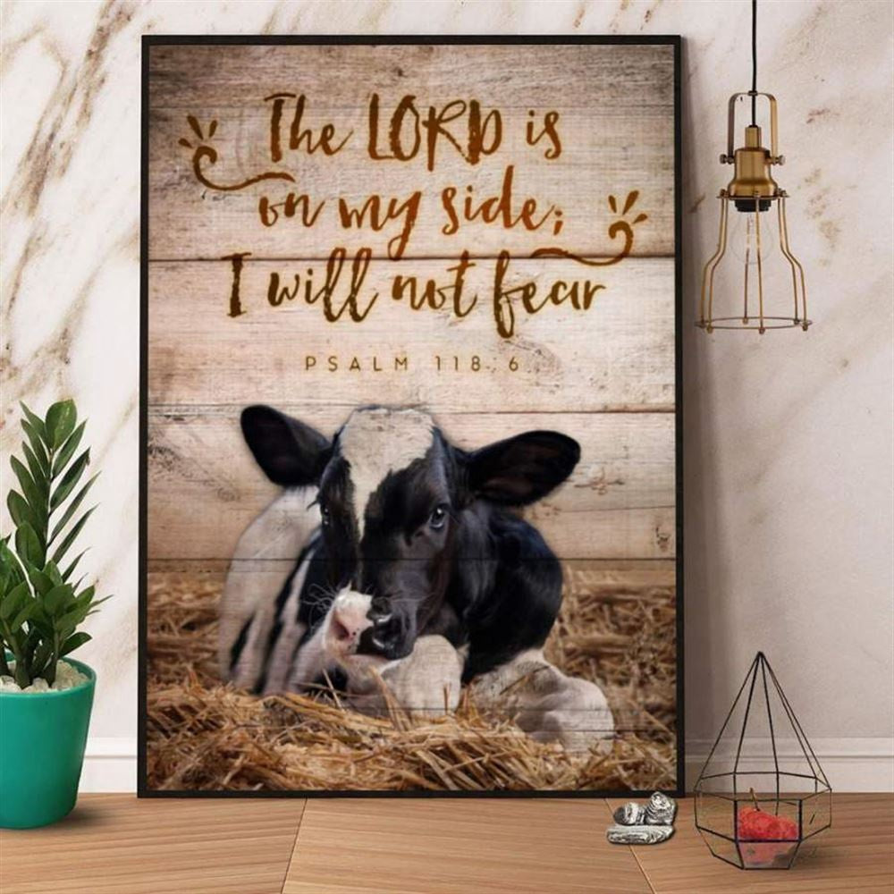 Farm Canvas, Farming The Lord Is On My Side I Will Not Fear Dairy Cow Canvas, Farm Wall Art, Farm Art Decor