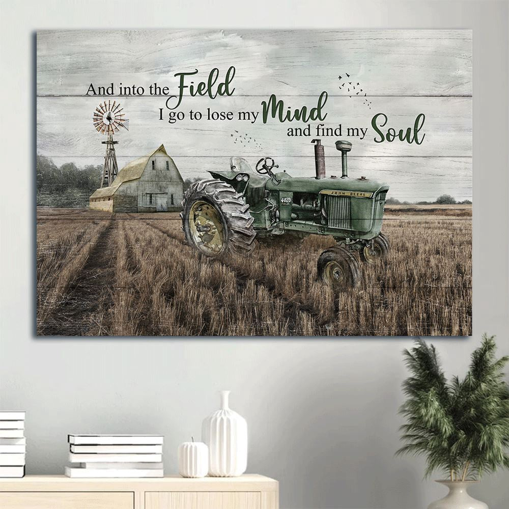Farm Canvas, Field Painting, Harvest Season, Green Tractor Canvas, Farmhouse Canvas, Farm Gift, Farm Home Decor