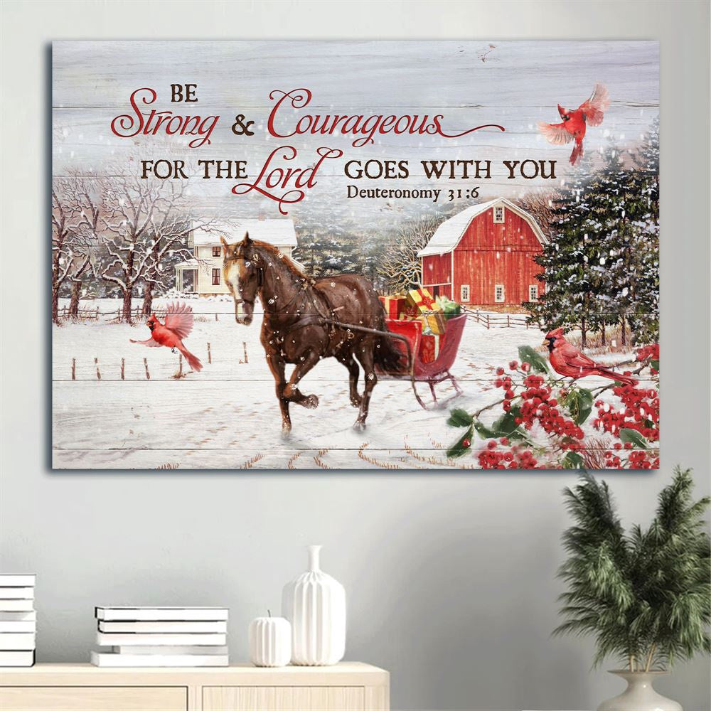 Farm Canvas, Horse, Christmas Gift Car, Cardinal, Winter Gift For Christian Canvas, Farmhouse Canvas, Farm Gift, Farm Home Decor