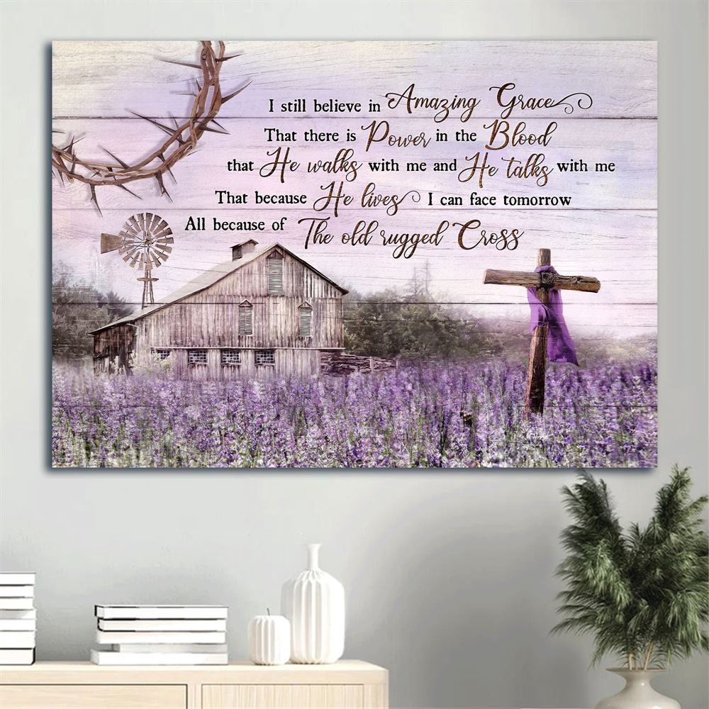 Farm Canvas, Lavender Farm, Wooden Cross, Purple Sky Canvas, Farmhouse Canvas, Farm Gift, Farm Home Decor