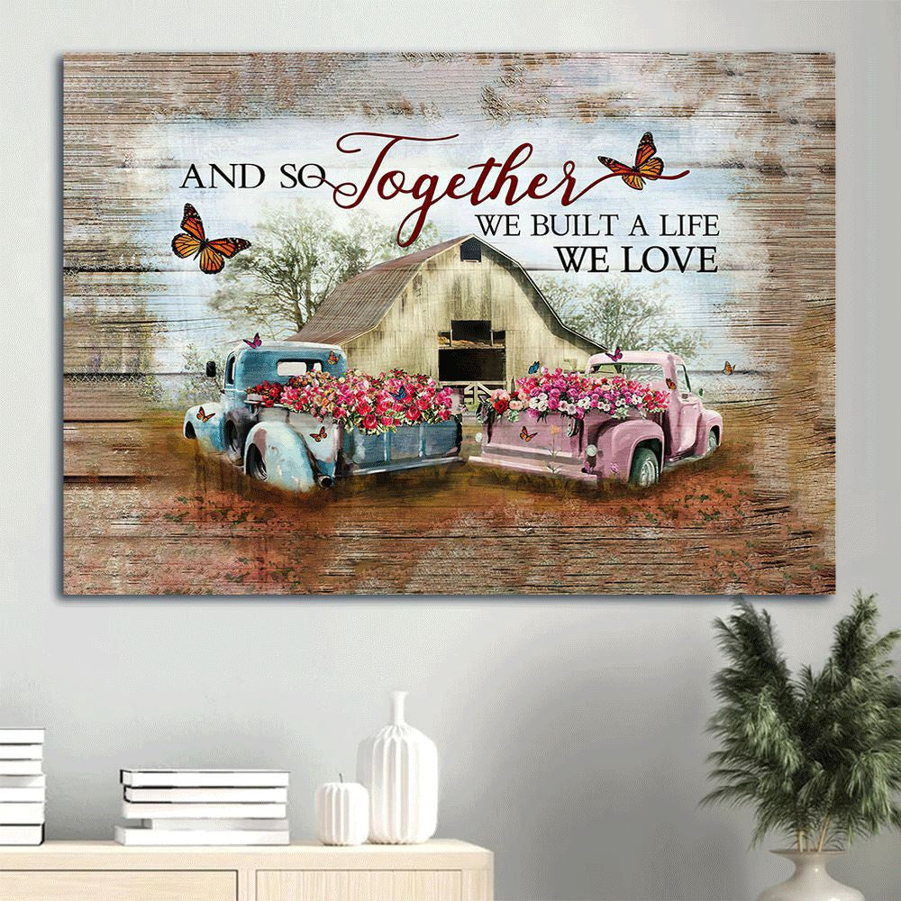 Farm Canvas, Old Barn Painting, Flower Car, Butterfly Landscape, Windmill Landscape Canvas, Farmhouse Canvas, Farm Gift, Farm Home Decor