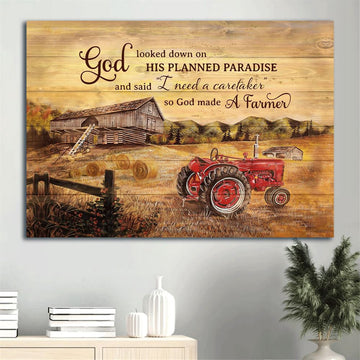 Farm Canvas, Paddy Field, Electric Tricycle, Old Barn Painting Landscape Canvas, Farmhouse Canvas, Farm Gift, Farm Home Decor