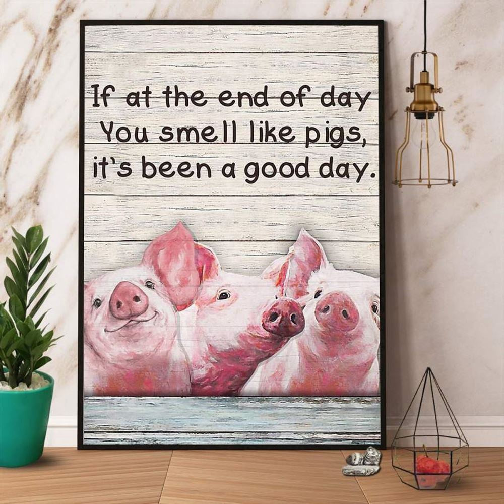 Farm Canvas, Pig Farm You Smell Like Pig Pink Pig White Background Canvas, Farm Wall Art, Farm Art Decor