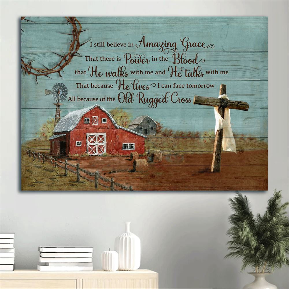 Farm Canvas, Tranquil Farm, Old Barn Painting, Windmill, Wooden Cross Canvas, Farmhouse Canvas, Farm Gift, Farm Home Decor