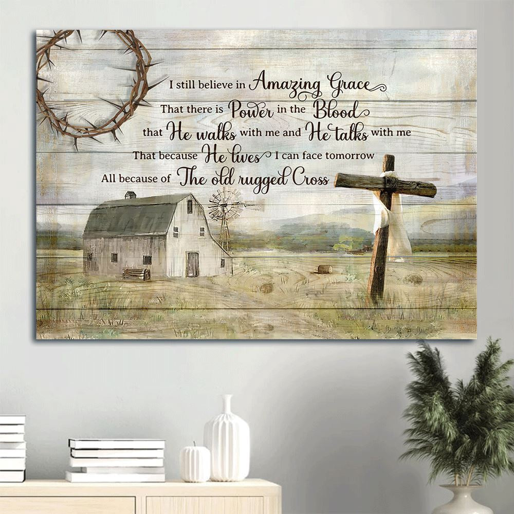 Farm Canvas, Vintage House, Wooden Cross, Tranquil Farm Canvas, Farmhouse Canvas, Farm Gift, Farm Home Decor