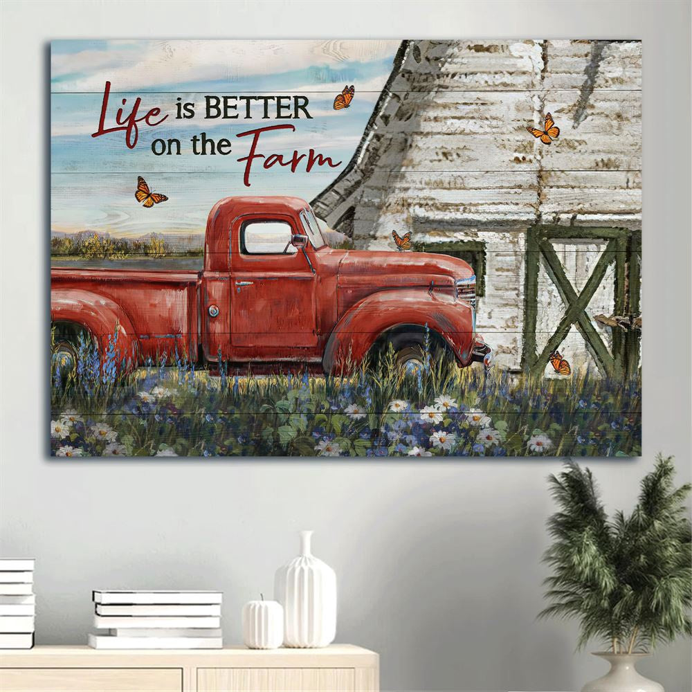 Farm Canvas, Watercolor Ladybug Car, Lavender Garden, Butterfly Canvas, Farmhouse Canvas, Farm Gift, Farm Home Decor