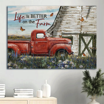 Farm Canvas, Watercolor Ladybug Car, Lavender Garden, Butterfly Canvas, Farmhouse Canvas, Farm Gift, Farm Home Decor