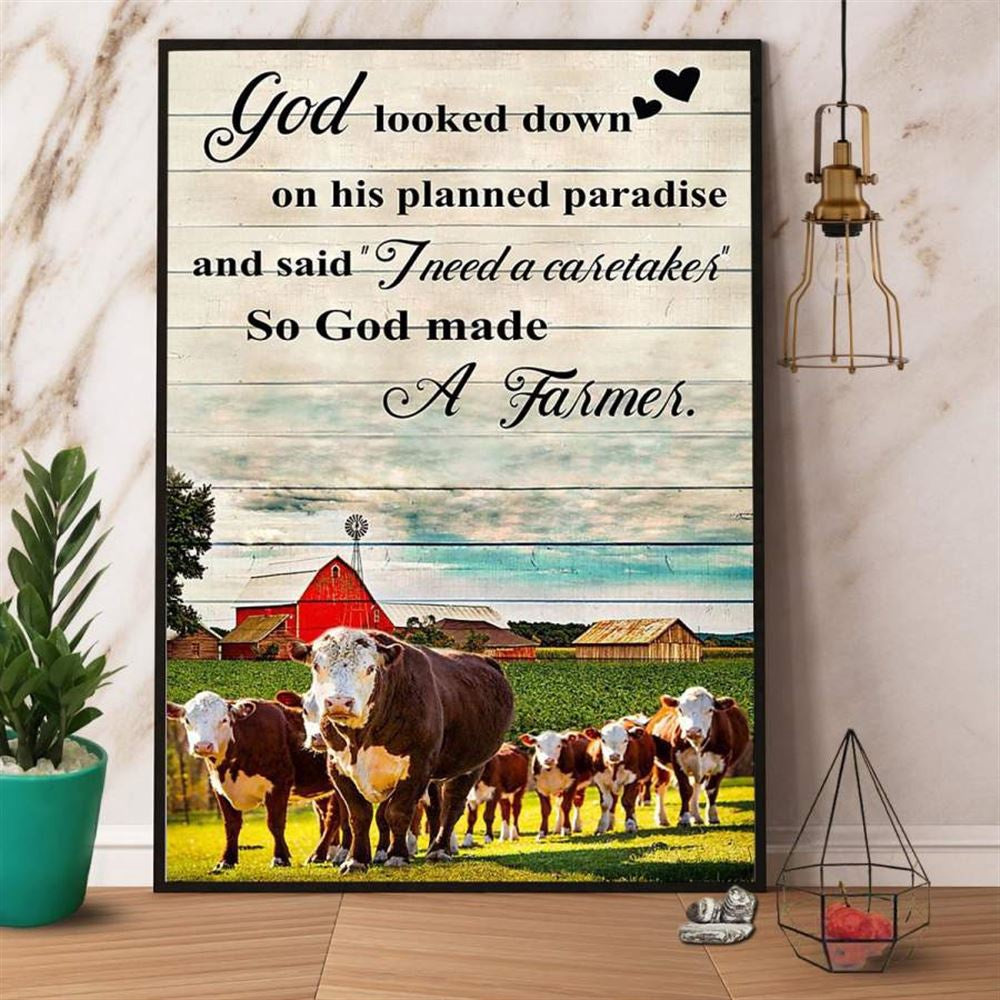 Farm Cattle God Look Down On His Planed Paradise Happy Work Canvas, Farm Canvas, Farm Art Decor