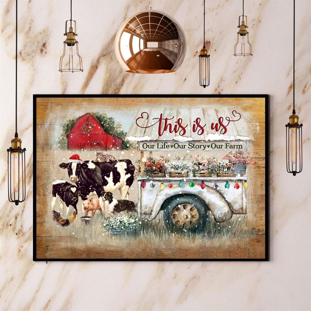 Farm Cow This Is Us Our Life Our Story Our Farm Christmas Canvas Visual Art, Farm Canvas, Farm Gift, Farm Home Decor