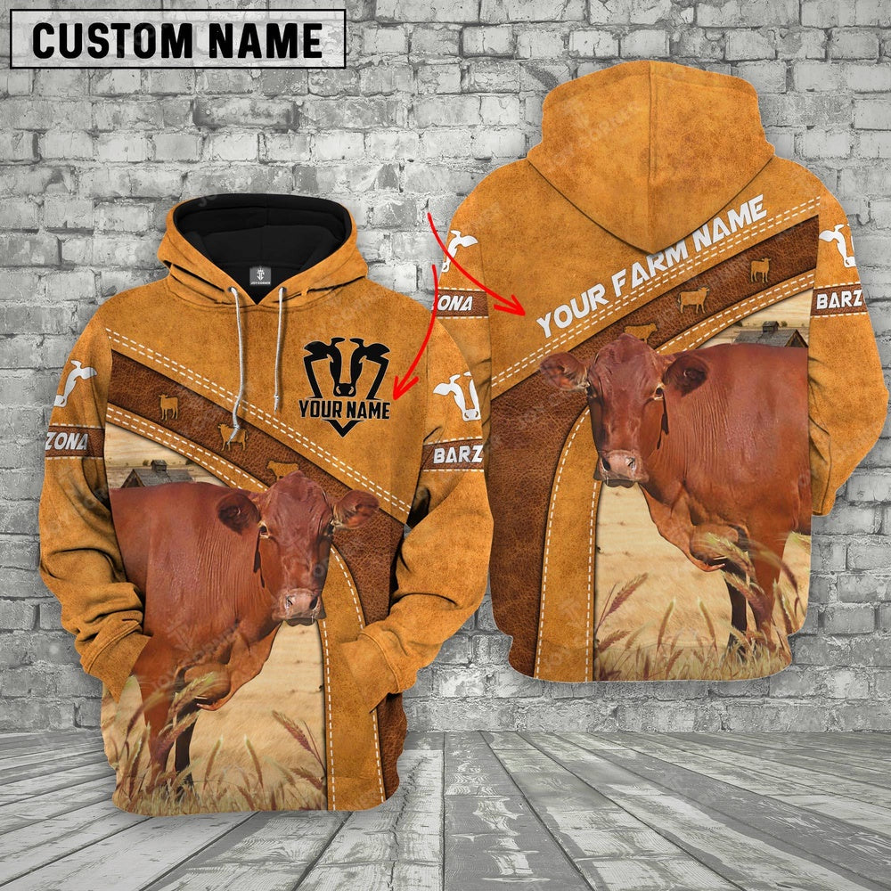 Farm Custom Name Barzona Cattle Hoodie, Farmer Hoodie, Custom Farm Shirts, Farmer T Shirt