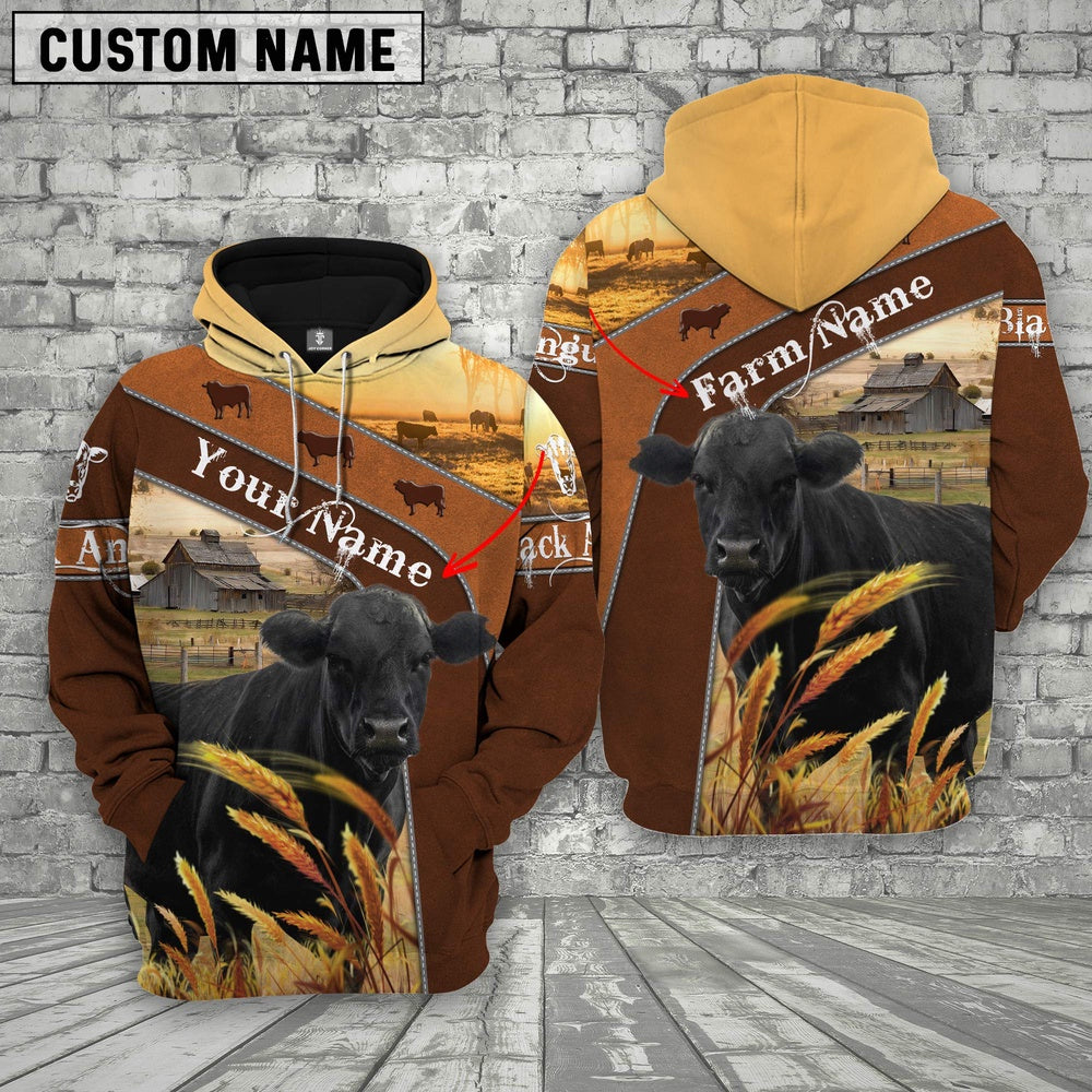 Farm Custom Name Black Angus On Farm 3D Printed Hoodie, Farmer Hoodie, Custom Farm Shirts, Farmer T Shirt