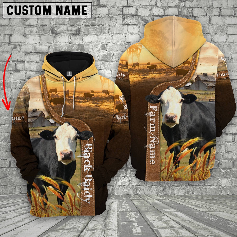 Farm Custom Name Black Baldy Brown Gold 3D Printed Hoodie, Farmer Hoodie, Custom Farm Shirts, Farmer T Shirt