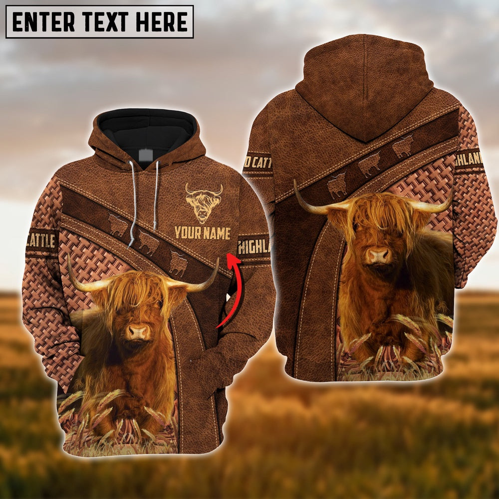 Farm Custom Name Highland Cattle Brown 3D Printed Hoodie, Farmer Hoodie, Custom Farm Shirts, Farmer T Shirt