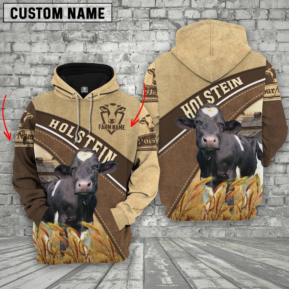 Farm Custom Name Holstein Cattle 3D Printed Hoodie, Farmer Hoodie, Custom Farm Shirts, Farmer T Shirt