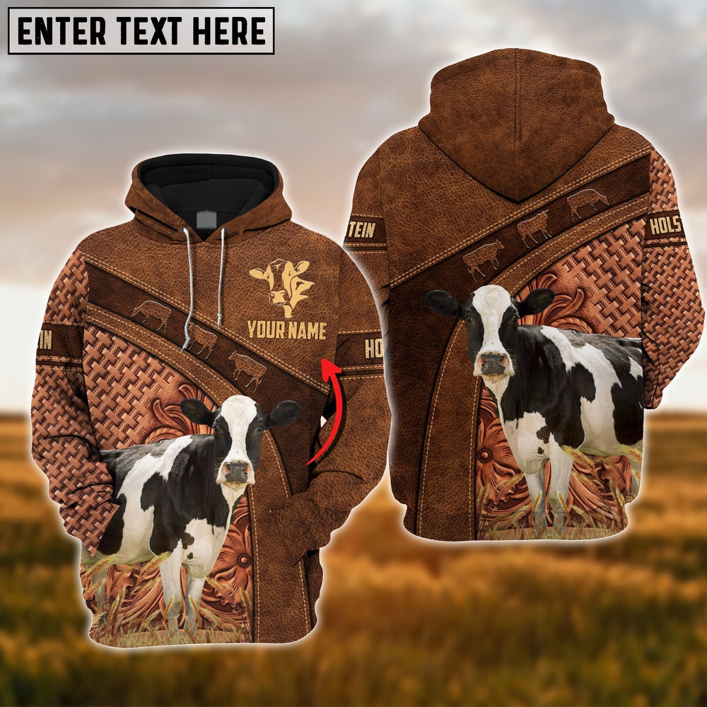 Farm Custom Name Holstein Cattle Brown 3D Printed Hoodie, Farmer Hoodie, Custom Farm Shirts, Farmer T Shirt