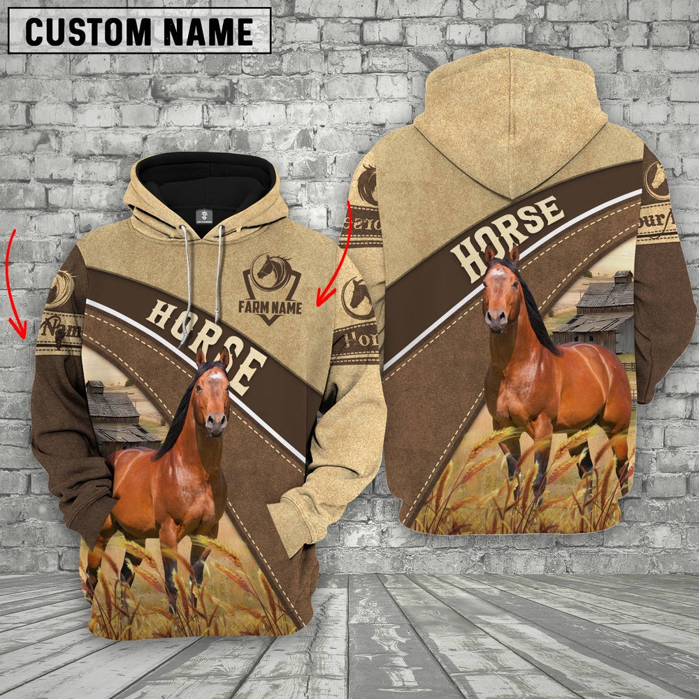 Farm Custom Name Horse 3D Printed Hoodie, Farmer Hoodie, Custom Farm Shirts, Farmer T Shirt