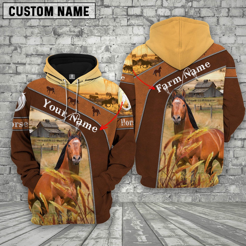 Farm Custom Name Horse On Farm 3D Printed Hoodie, Farmer Hoodie, Custom Farm Shirts, Farmer T Shirt