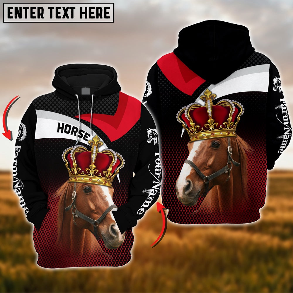 Farm Custom Name Horse Wear Crown 3D Printed Hoodie, Farmer Hoodie, Custom Farm Shirts, Farmer T Shirt