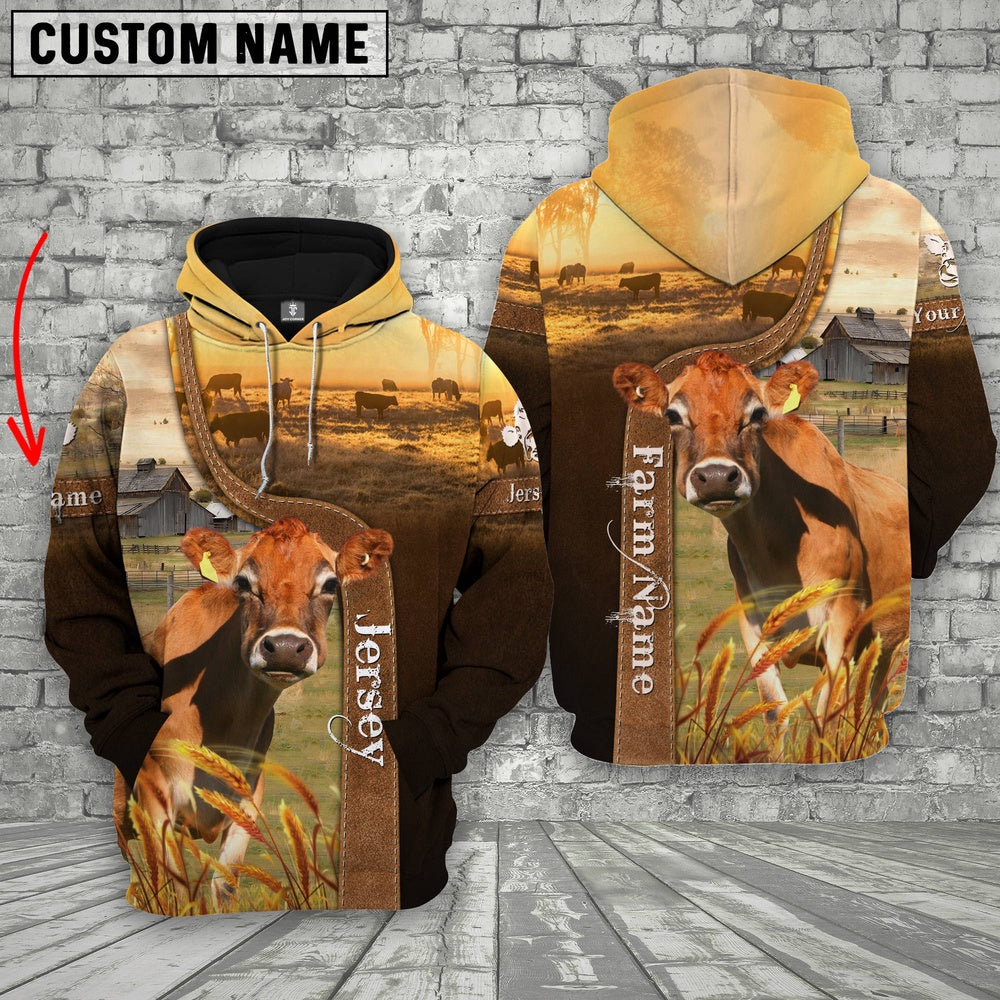 Farm Custom Name Jersey Brown Gold 3D Printed Hoodie, Farmer Hoodie, Custom Farm Shirts, Farmer T Shirt