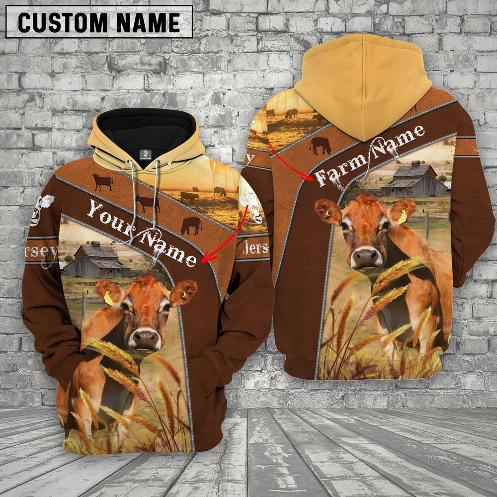 Farm Custom Name Jersey Cattle On Farm 3D Printed Hoodie, Farmer Hoodie, Custom Farm Shirts, Farmer T Shirt