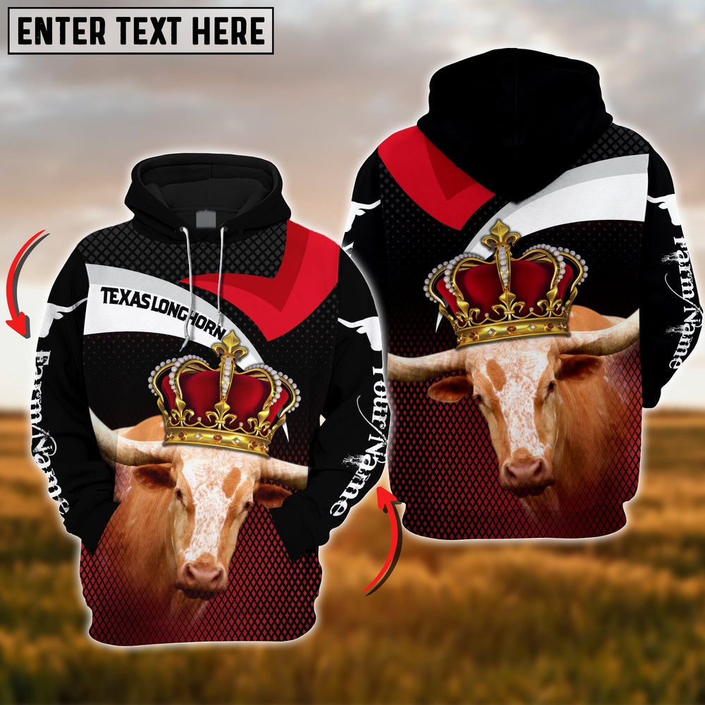 Farm Custom Name Texas Longhorn Wear Crown 3D Printed Hoodie, Farmer Hoodie, Custom Farm Shirts, Farmer T Shirt