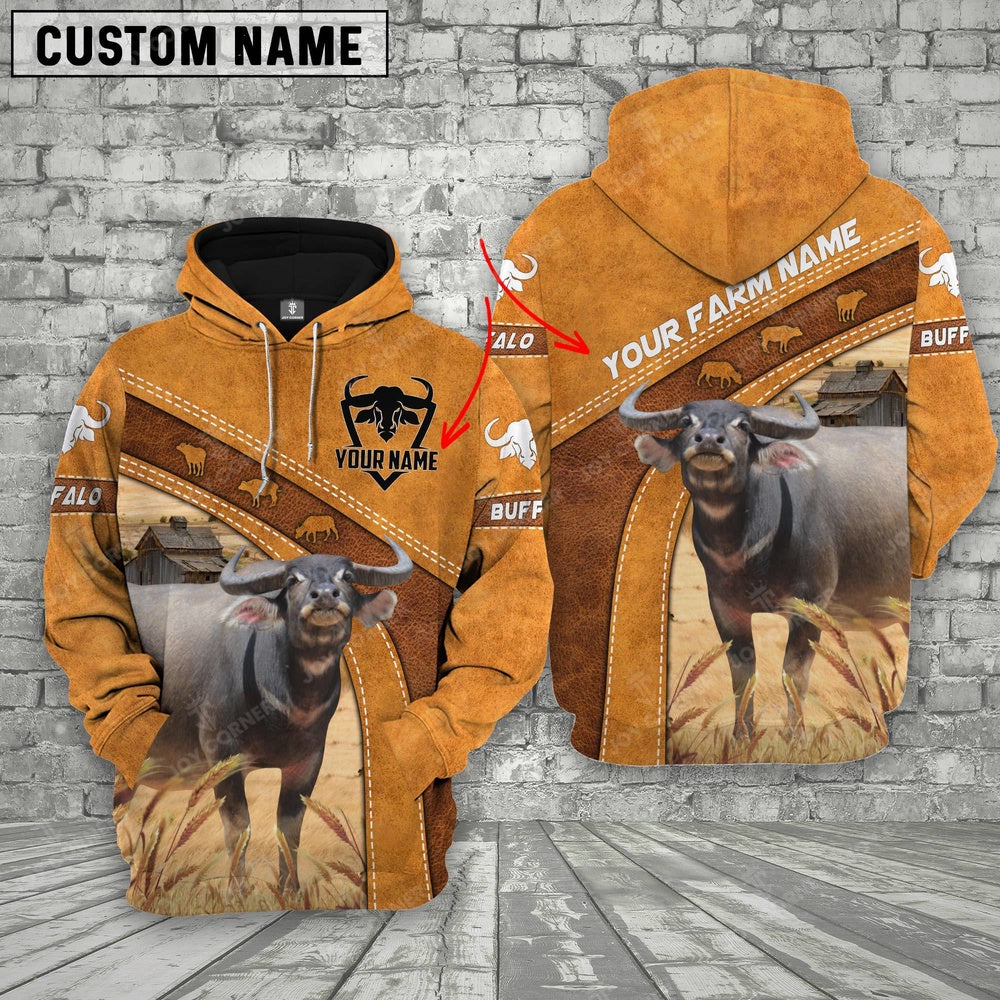 Farm Custom Name Water Buffalo Hoodie, Farmer Hoodie, Custom Farm Shirts, Farmer T Shirt