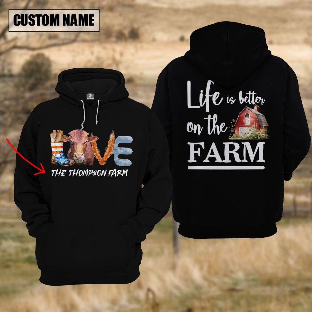 Farm Custom Text Love Beefmaster US Flag 3D Printed Hoodie, Farmer Hoodie, Custom Farm Shirts, Farmer T Shirt