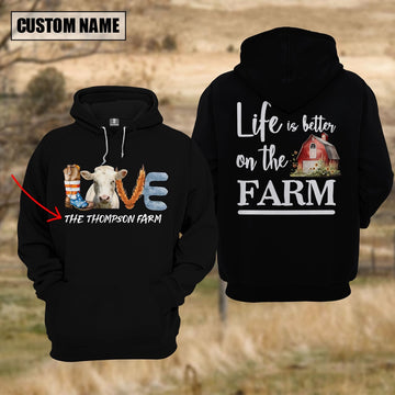 Farm Custom Text Love Charolais US Flag 3D Printed Hoodie, Farmer Hoodie, Custom Farm Shirts, Farmer T Shirt
