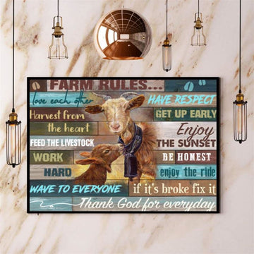 Farm Goats Farm Rules Love Each Other Canvas, Farm Canvas, Farm Gift, Farm Home Decor