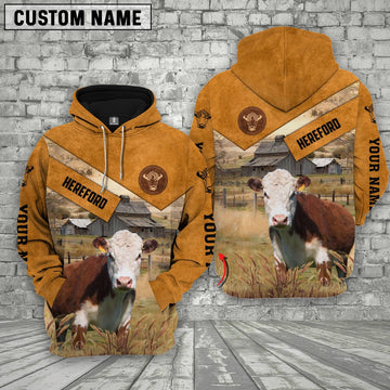 Farm Hereford Cattle Custom Name Printed Shirts, Farmer Hoodie, Custom Farm Shirts, Farmer T Shirt