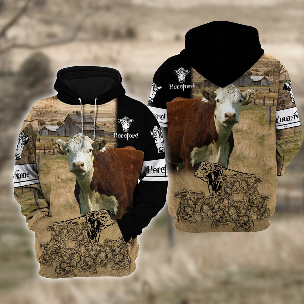 Farm Hereford Cattle Hoodie TT3, Farmer Hoodie, Farm Themed Shirts, Farm Tee Shirts