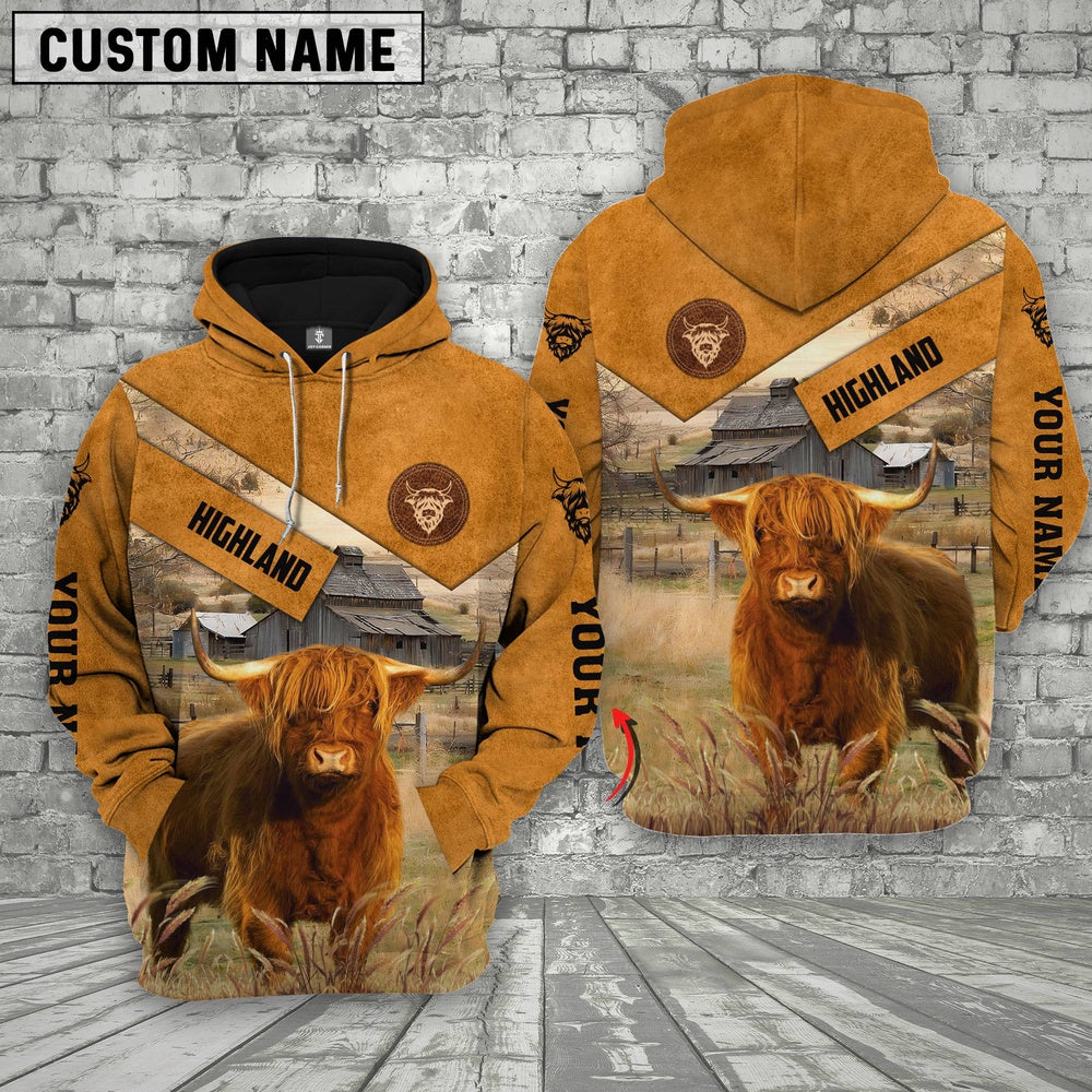 Farm Highland Cattle Custom Name Printed Shirts, Farmer Hoodie, Custom Farm Shirts, Farmer T Shirt