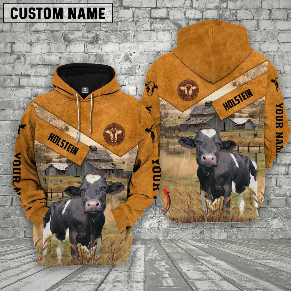Farm Holstein Cattle Custom Name Printed Shirts, Farmer Hoodie, Custom Farm Shirts, Farmer T Shirt